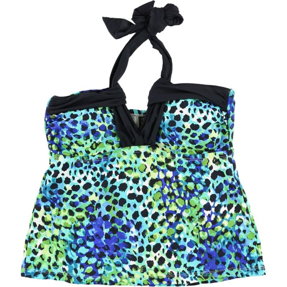 Real Bodies Womens Cheetah Tankini Swim Top, Green, 12, DM
